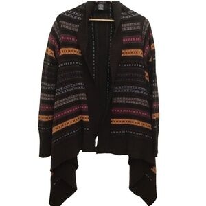 𝅺DEX 80% lamb wool blend wrap cardigan sweater shawl brown orange pink Large